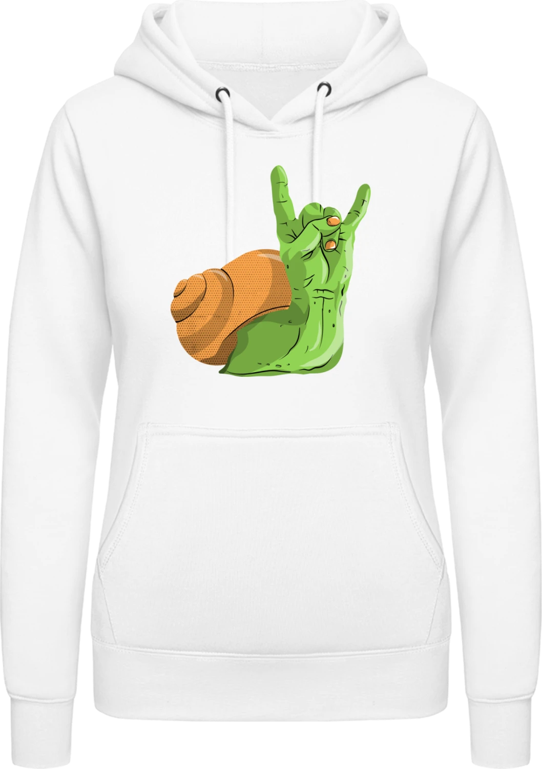 Rock And Roll Snail - Arctic white AWDis ladies hoodie - Front