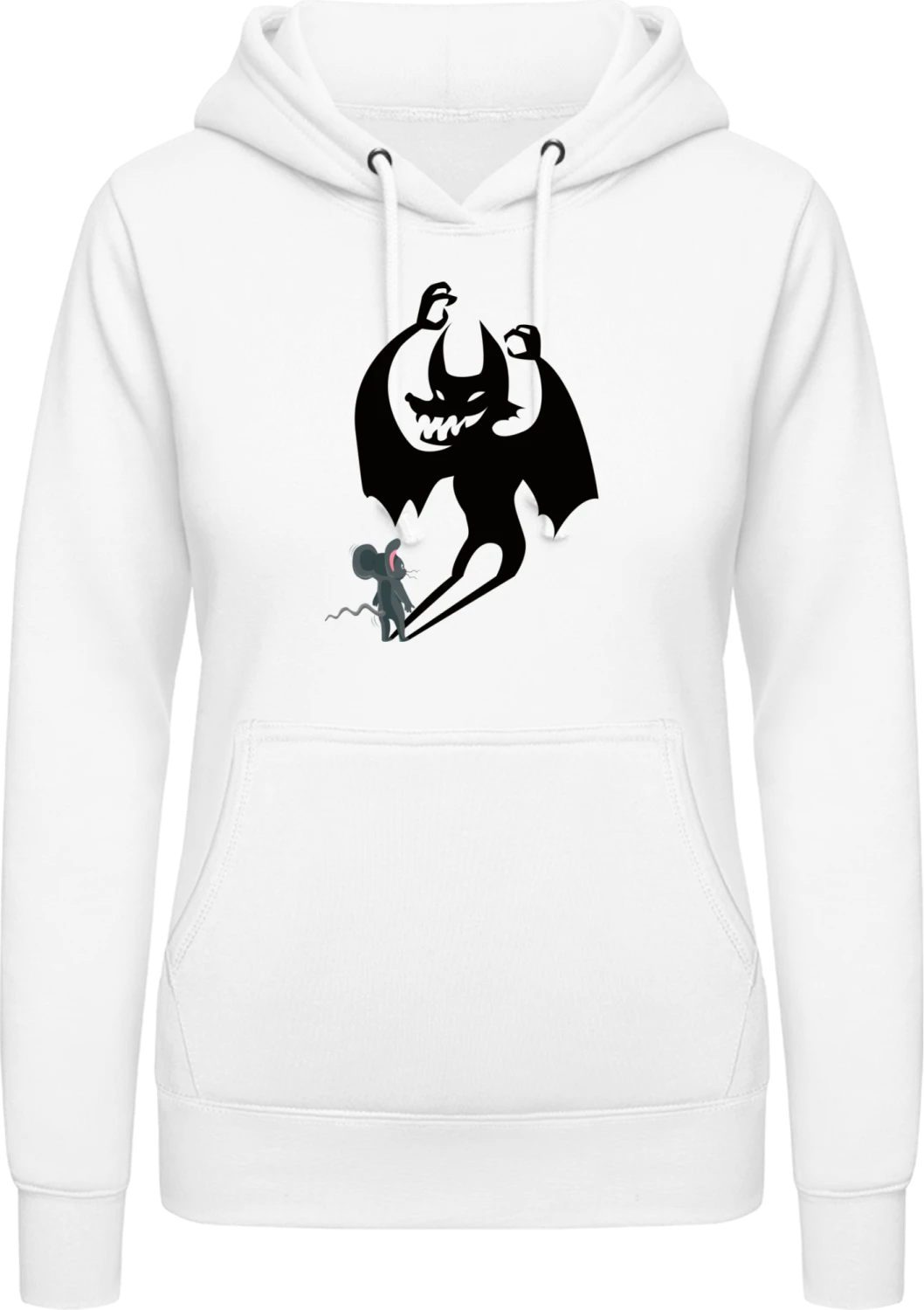 Scary Bat And Mouse - Arctic white AWDis ladies hoodie - Front