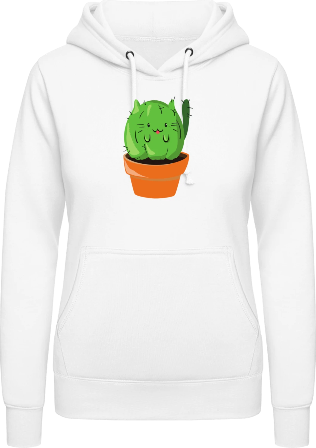 Cat-tus  - Arctic white AWDis ladies hoodie - Front