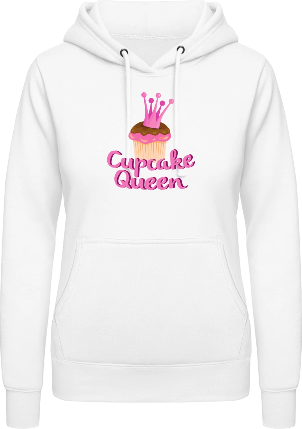 Cupcake Queen Illustration - Arctic white AWDis ladies hoodie - Front