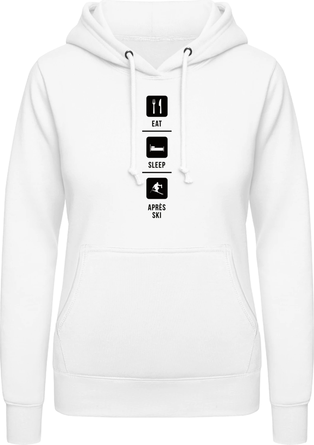 Eat Sleep Après Ski - Arctic white AWDis ladies hoodie - Front