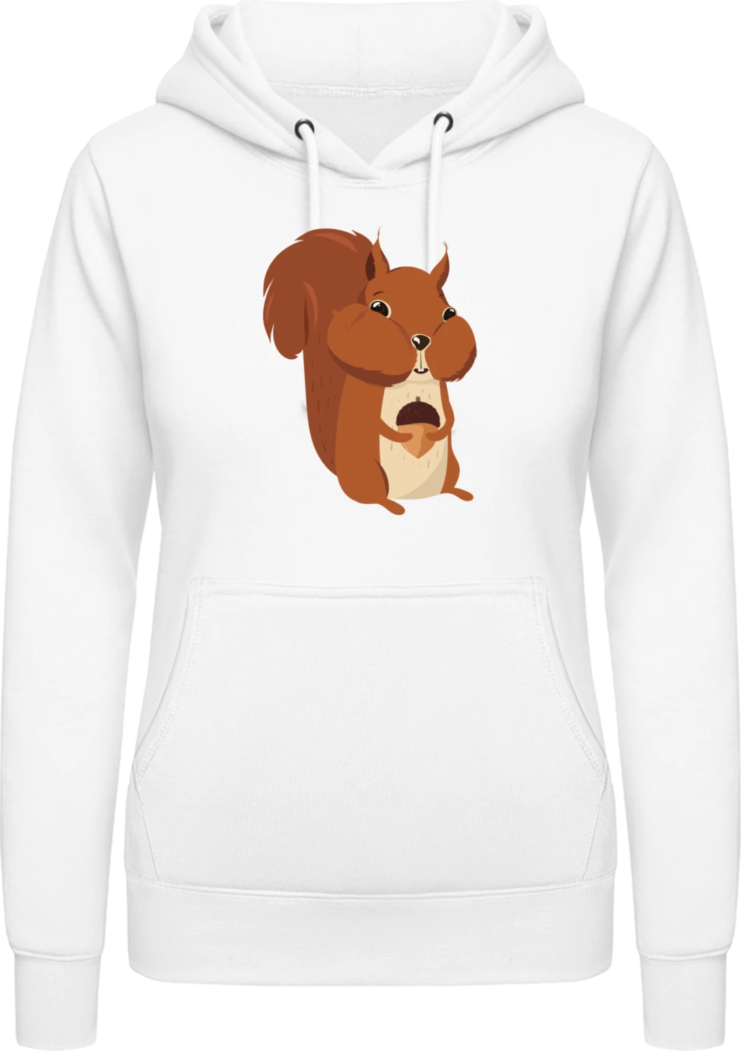 Squirrel Eating Nuts - Arctic white AWDis ladies hoodie - Front