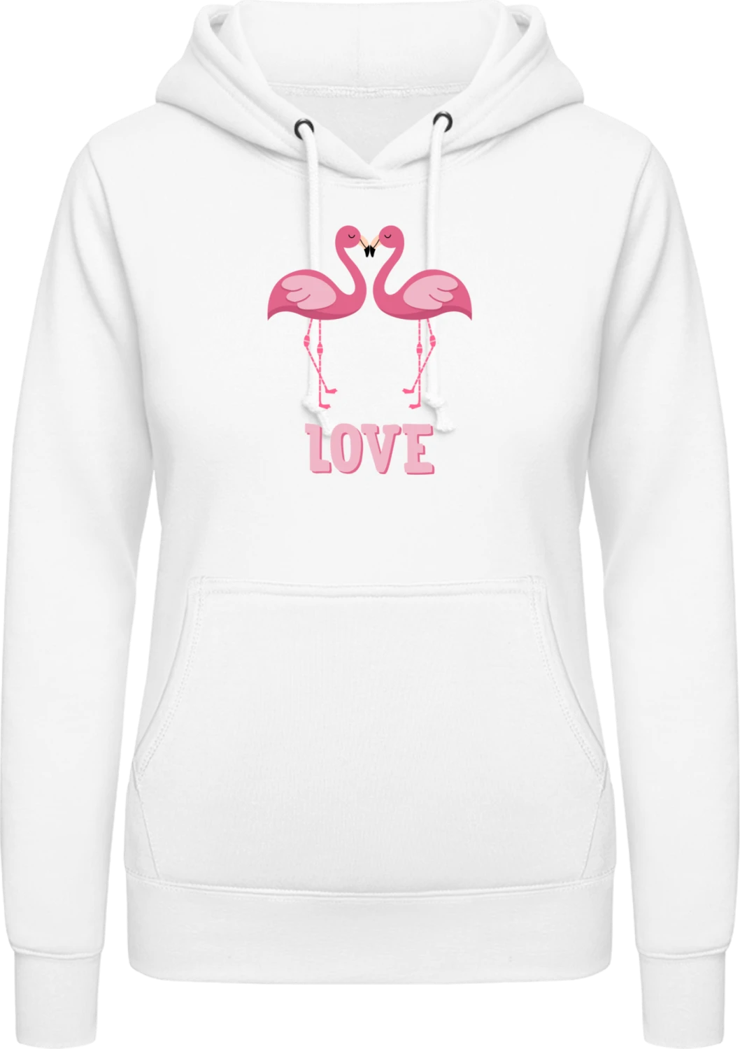 Flamingo Love - Arctic white AWDis ladies hoodie - Front