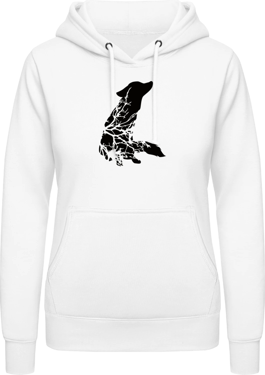 Fox With Branch - Arctic white AWDis ladies hoodie - Front