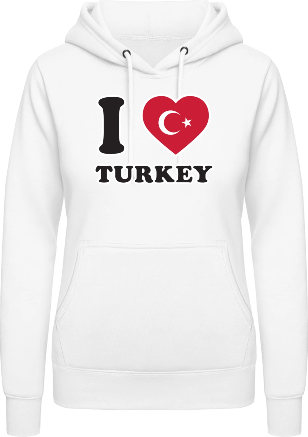 I Love Turkey Fan - Arctic white AWDis ladies hoodie - Front