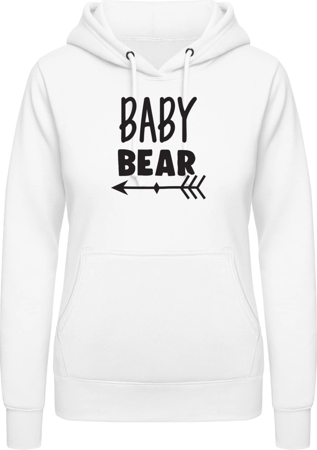 Baby Bear Arrow Left - Arctic white AWDis ladies hoodie - Front