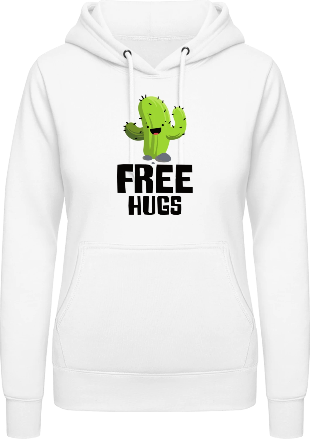 Free Hugs Cactus - Arctic white AWDis ladies hoodie - Front