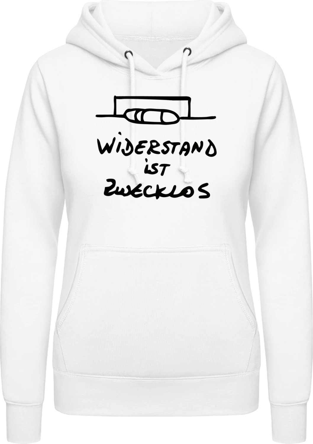 Widerstand ist zwecklos - Arctic white AWDis ladies hoodie - Front