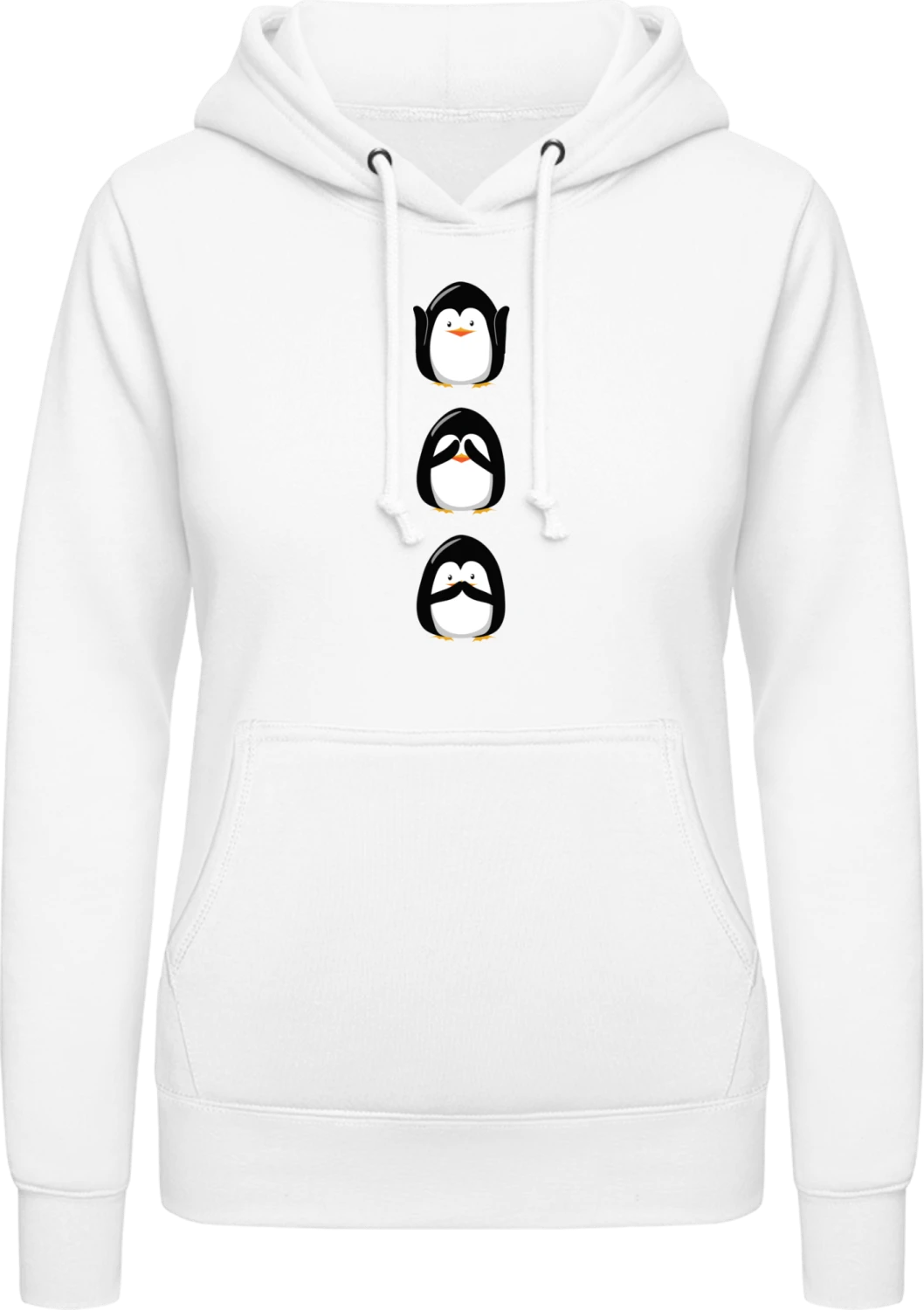 Penguin Comic - Arctic white AWDis ladies hoodie - Front