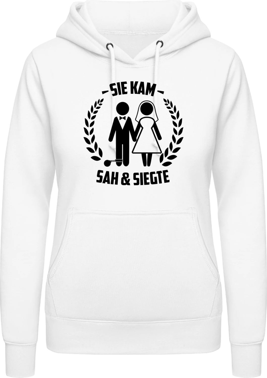 Sie kam sah & siegte - Arctic white AWDis ladies hoodie - Front