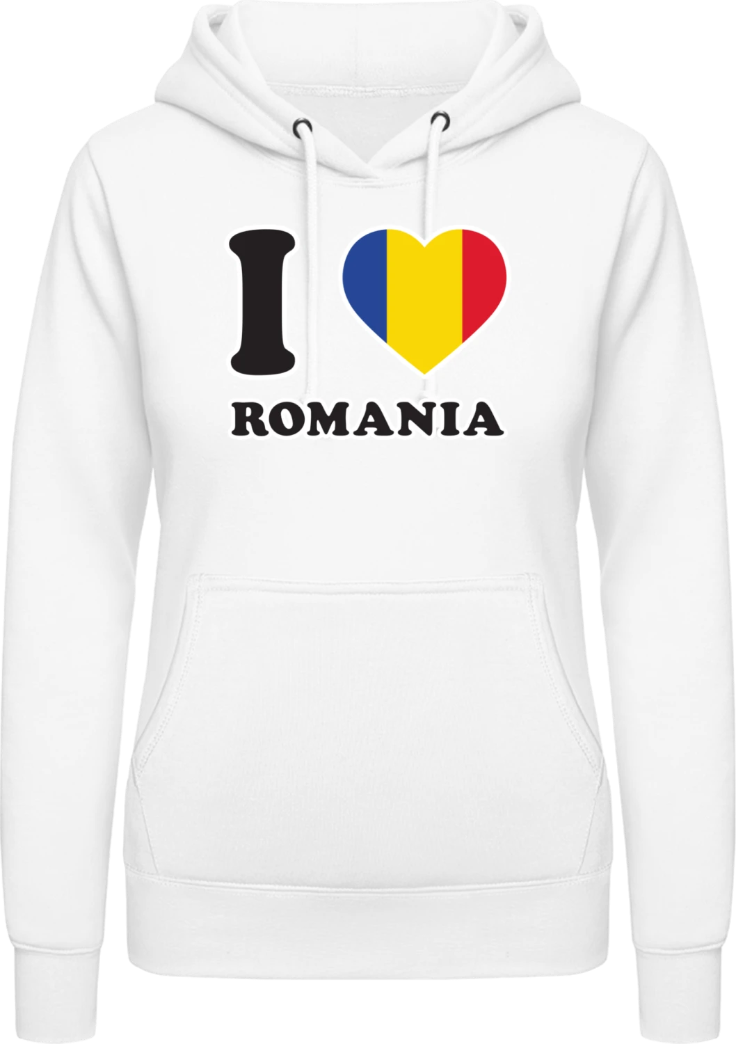 I Love Romania - Arctic white AWDis ladies hoodie - Front