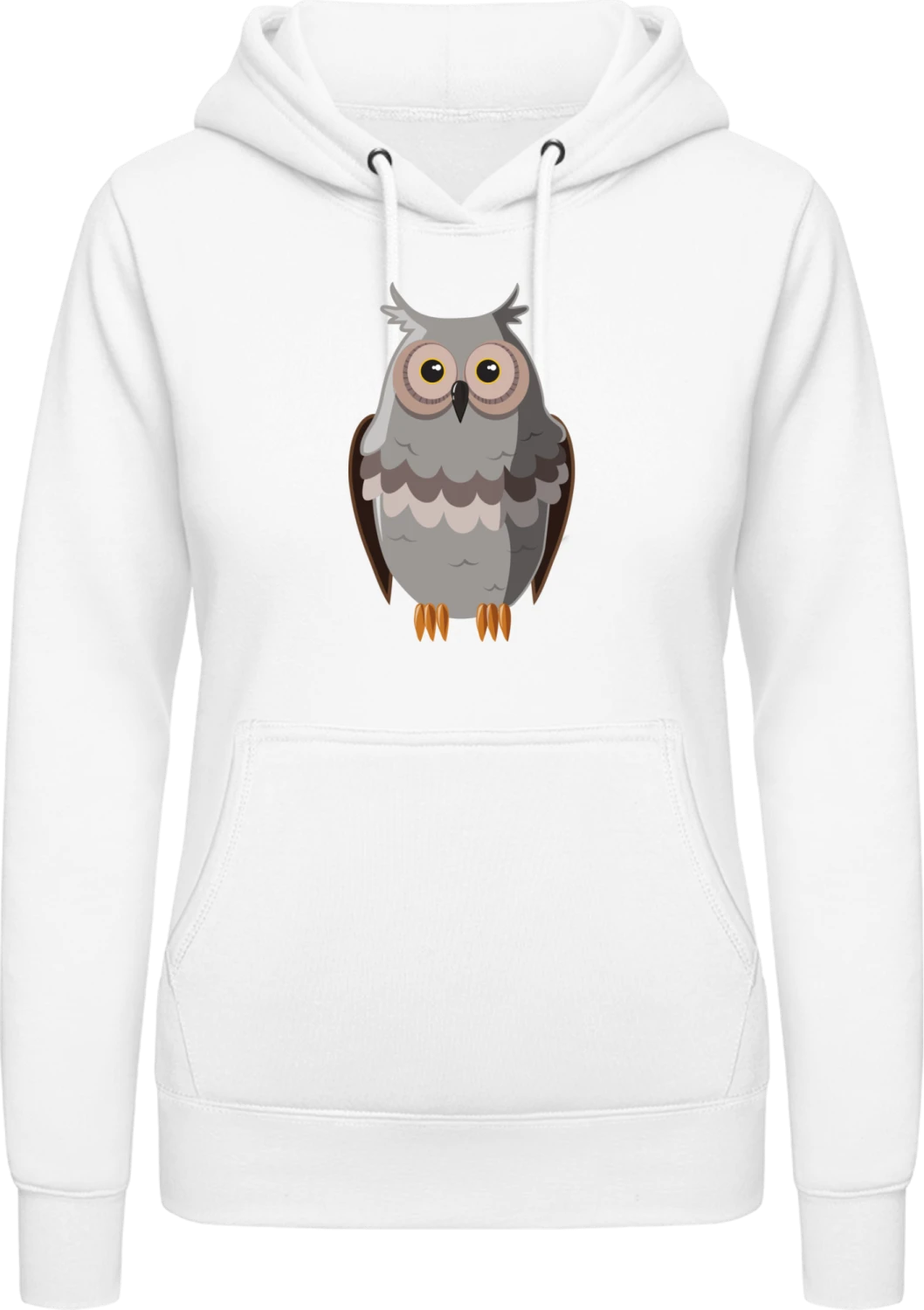 Grey Owl  - Arctic white AWDis ladies hoodie - Front