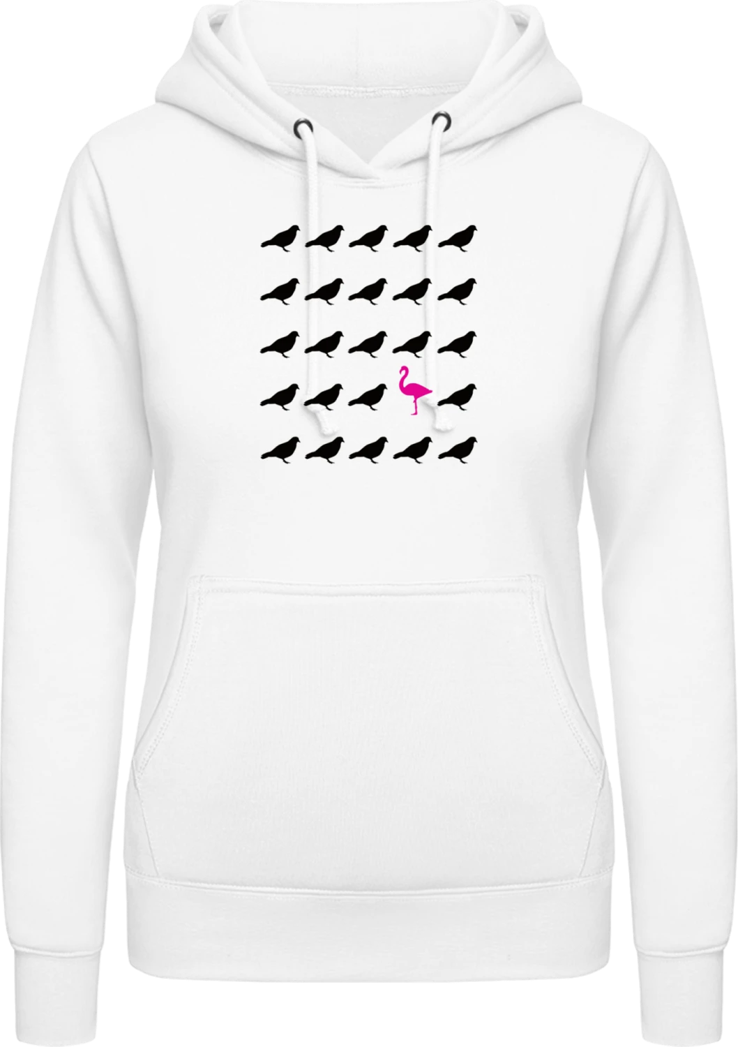 Be Different Flamingo Pigeon - Arctic white AWDis ladies hoodie - Front