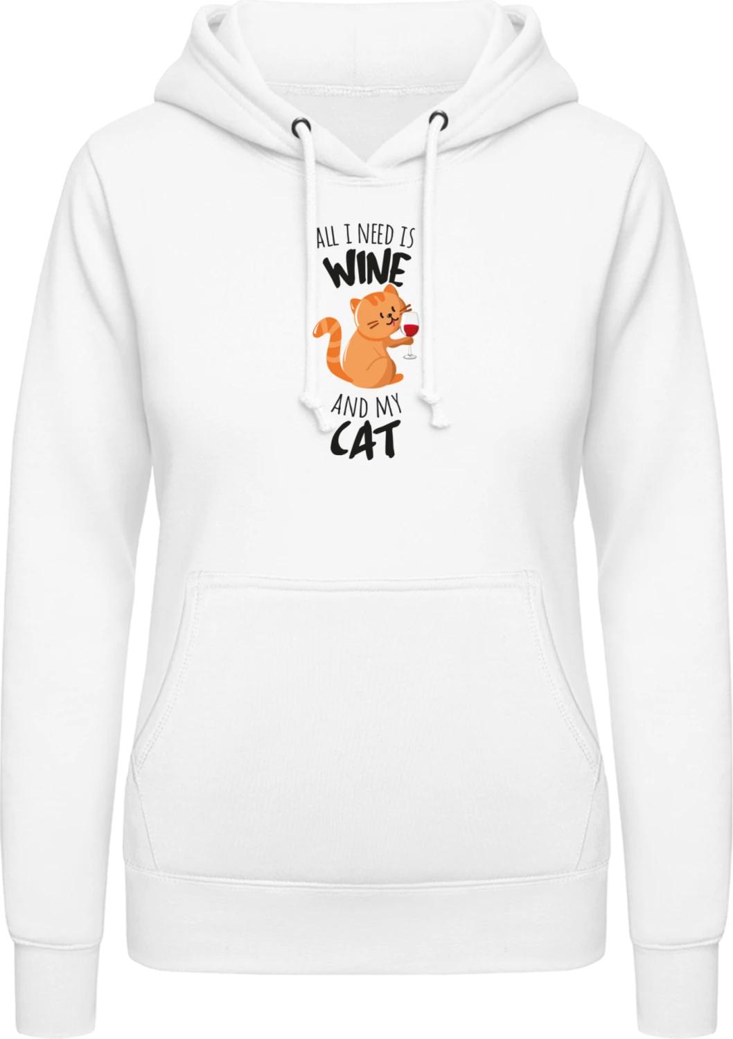 All I Need Is Wine  - Arctic white AWDis ladies hoodie - Front