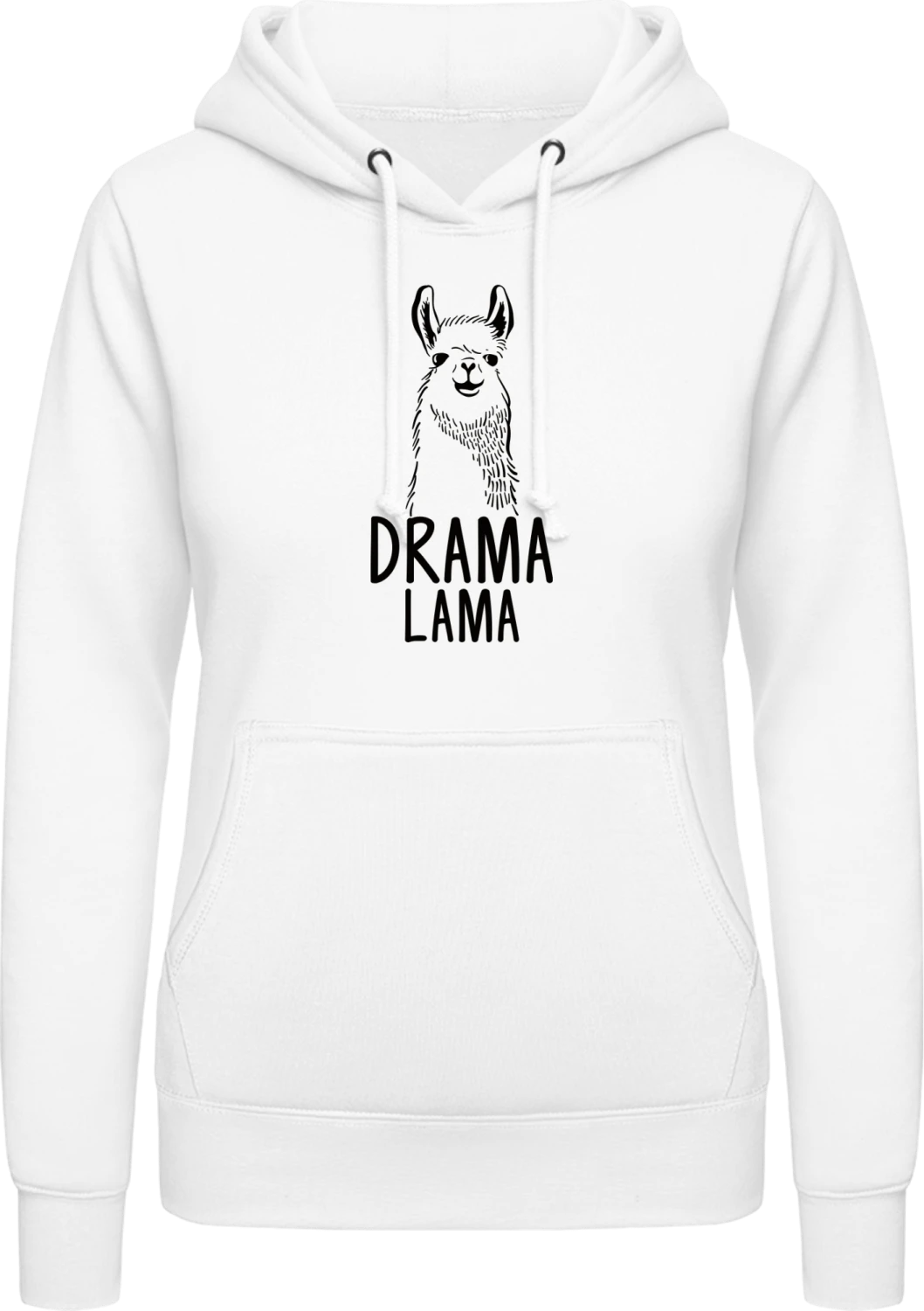 Drama Llama - Arctic white AWDis ladies hoodie - Front