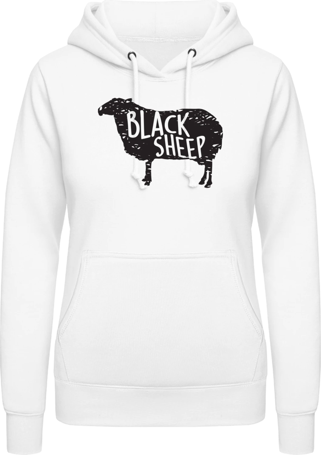 Black Sheep Silhouette - Arctic white AWDis ladies hoodie - Front