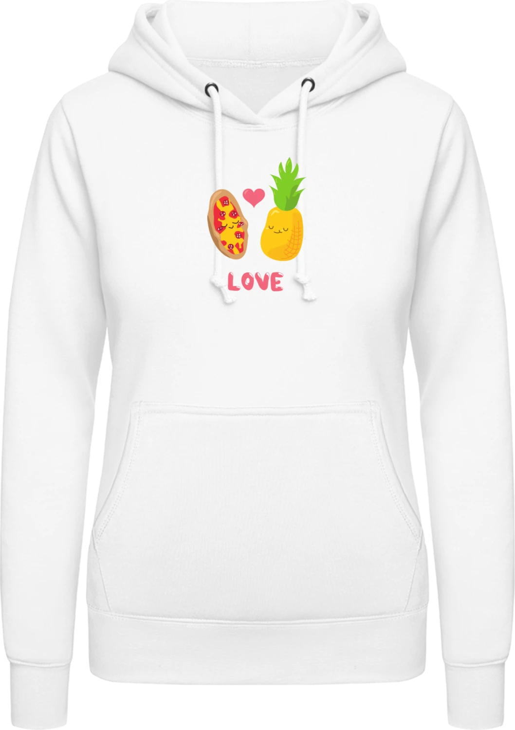 Pizza Pineapple Love - Arctic white AWDis ladies hoodie - Front