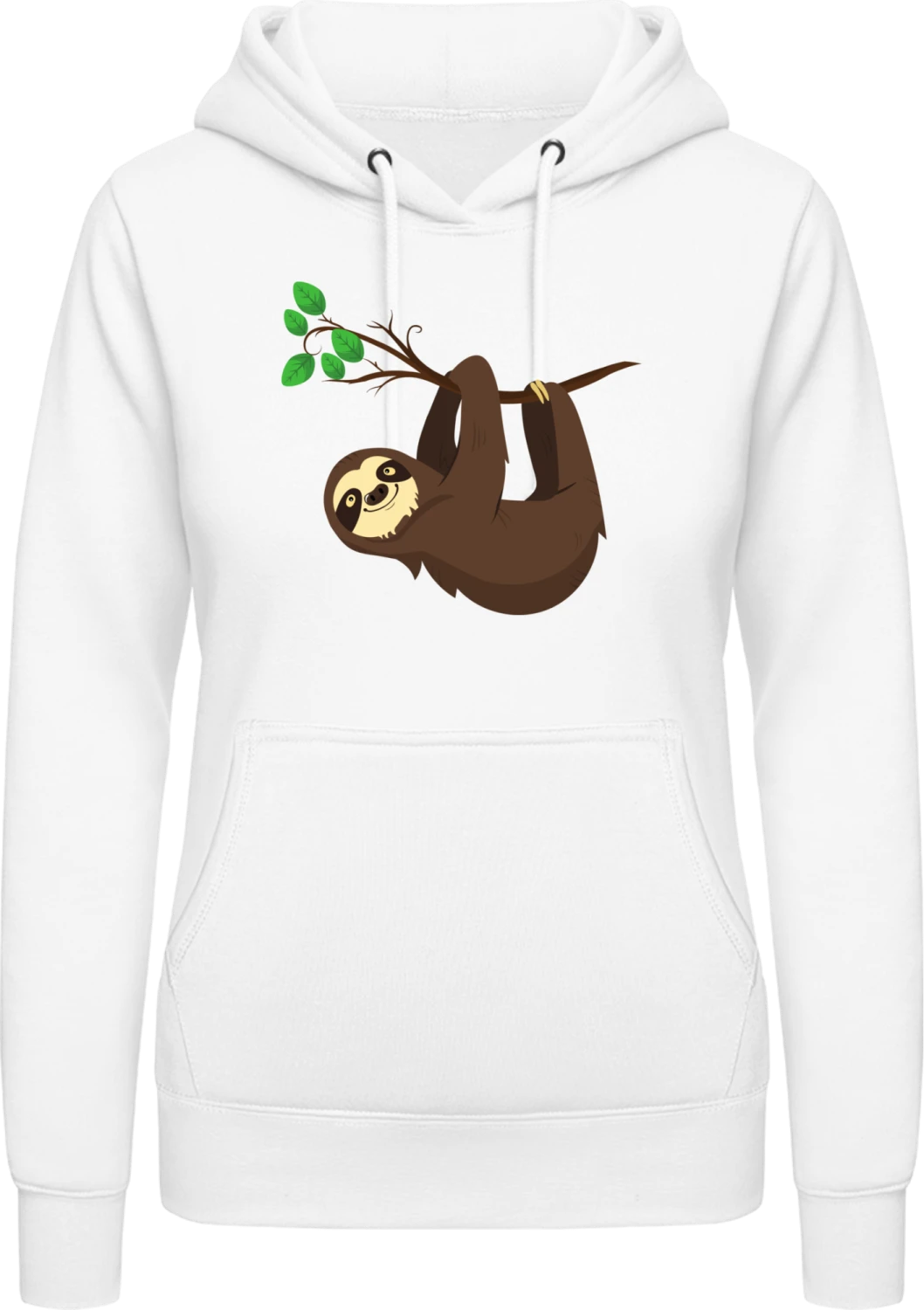 Happy Sloth  - Arctic white AWDis ladies hoodie - Front