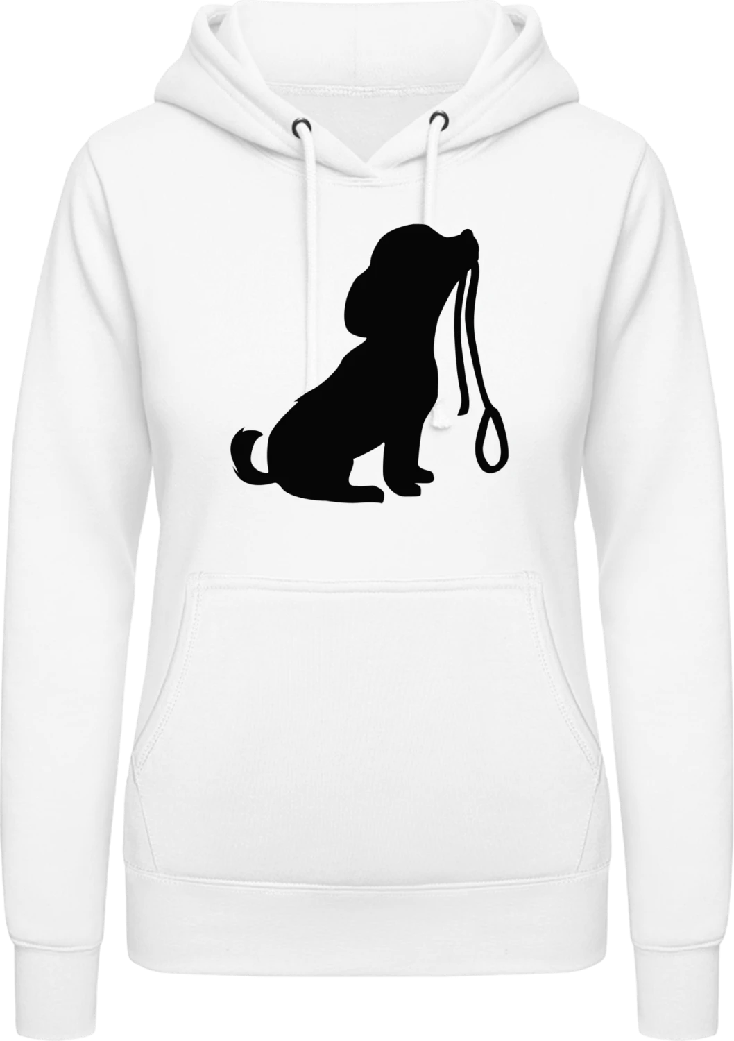 Baby Dog With Leash - Arctic white AWDis ladies hoodie - Front