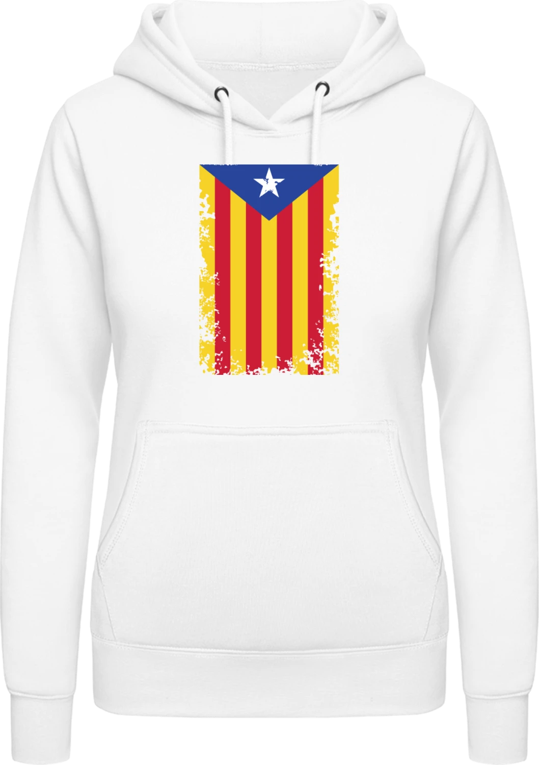 Catalan Flag Ripped - Arctic white AWDis ladies hoodie - Front