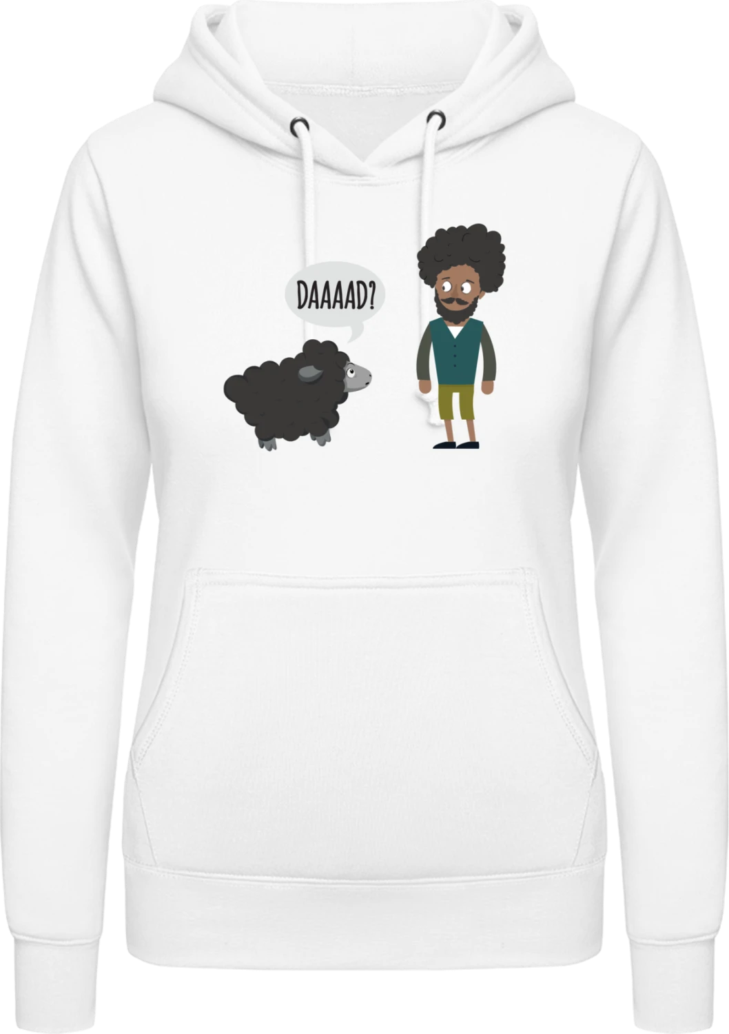 Black Sheep vs Afro DAD - Arctic white AWDis ladies hoodie - Front