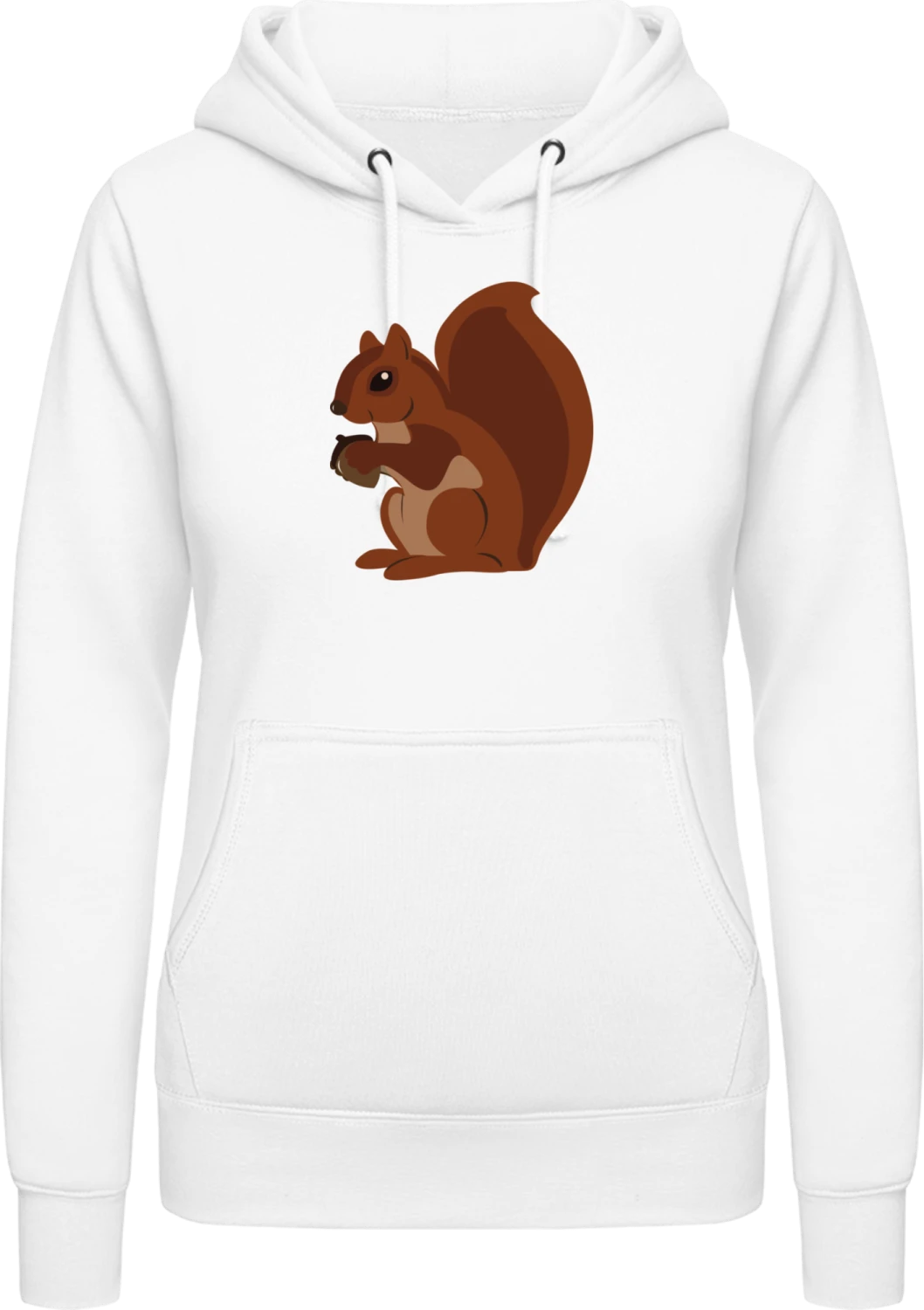 Squirrel With Nut In The Hands - Arctic white AWDis ladies hoodie - Front