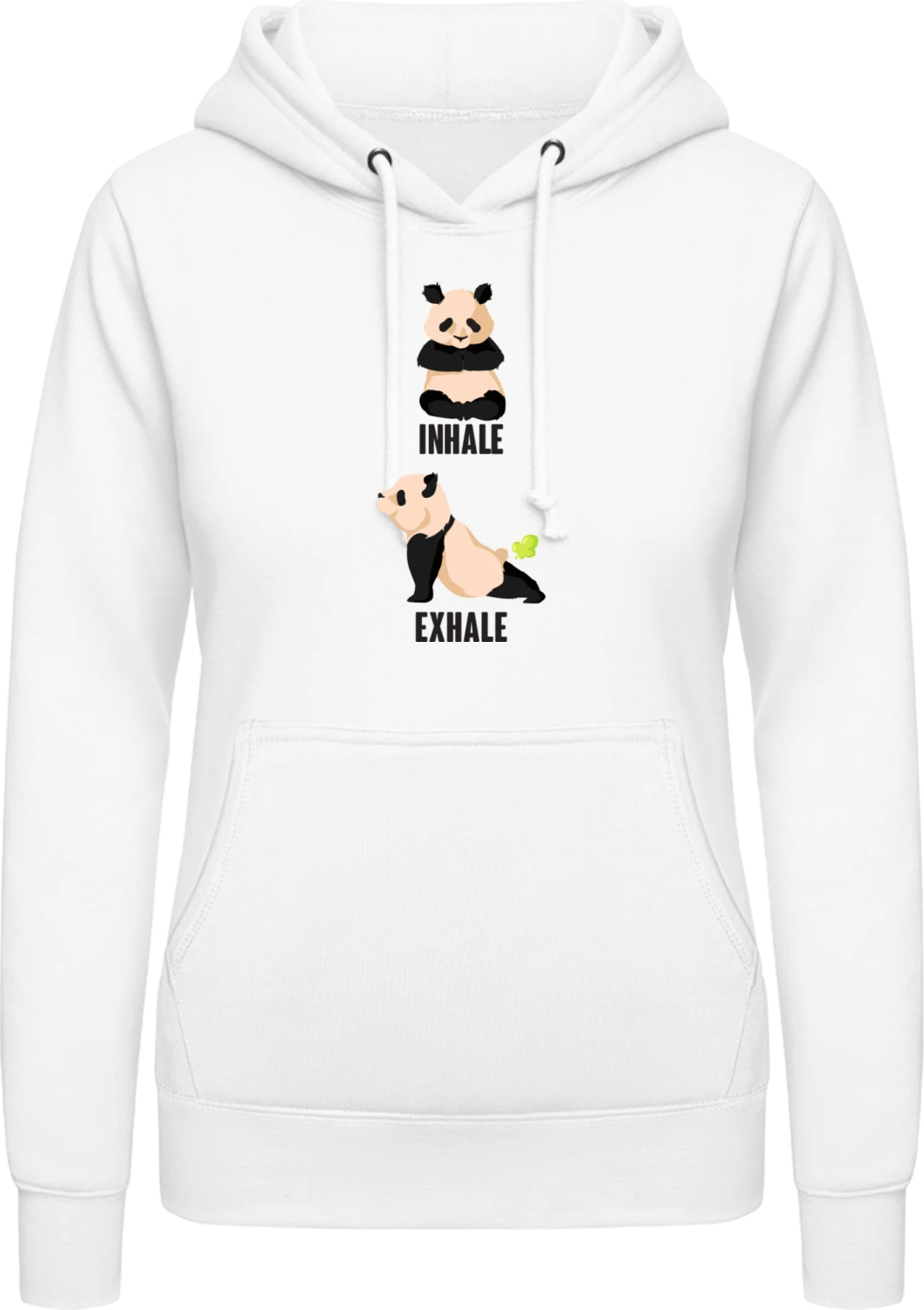 Inhale Exhale Panda  - Arctic white AWDis ladies hoodie - Front