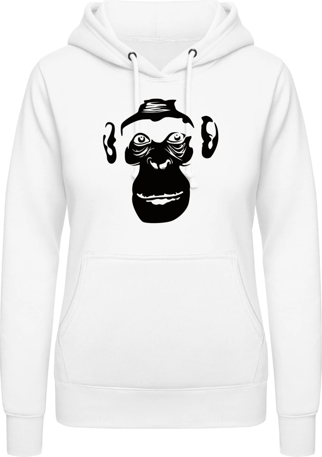 Monkey Black&White - Arctic white AWDis ladies hoodie - Front