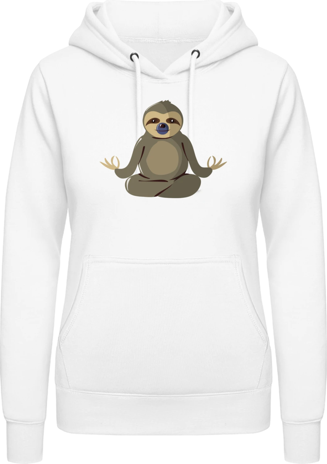 Sloth Yoga - Arctic white AWDis ladies hoodie - Front