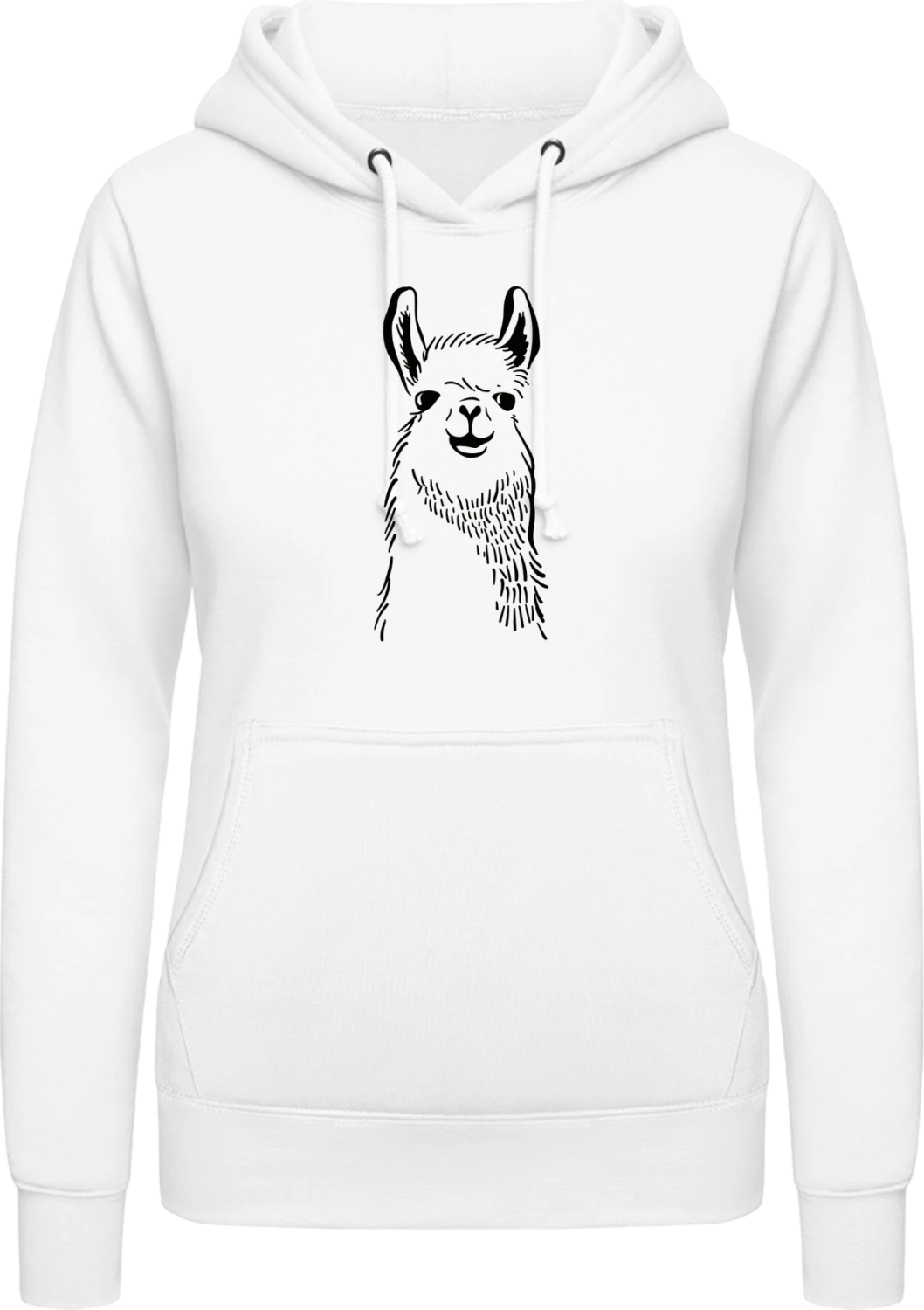 Llama Line Illustration - Arctic white AWDis ladies hoodie - Front