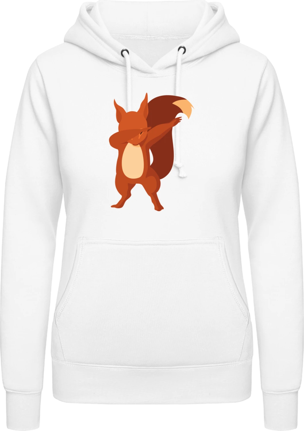 Squirrel Dabbing - Arctic white AWDis ladies hoodie - Front