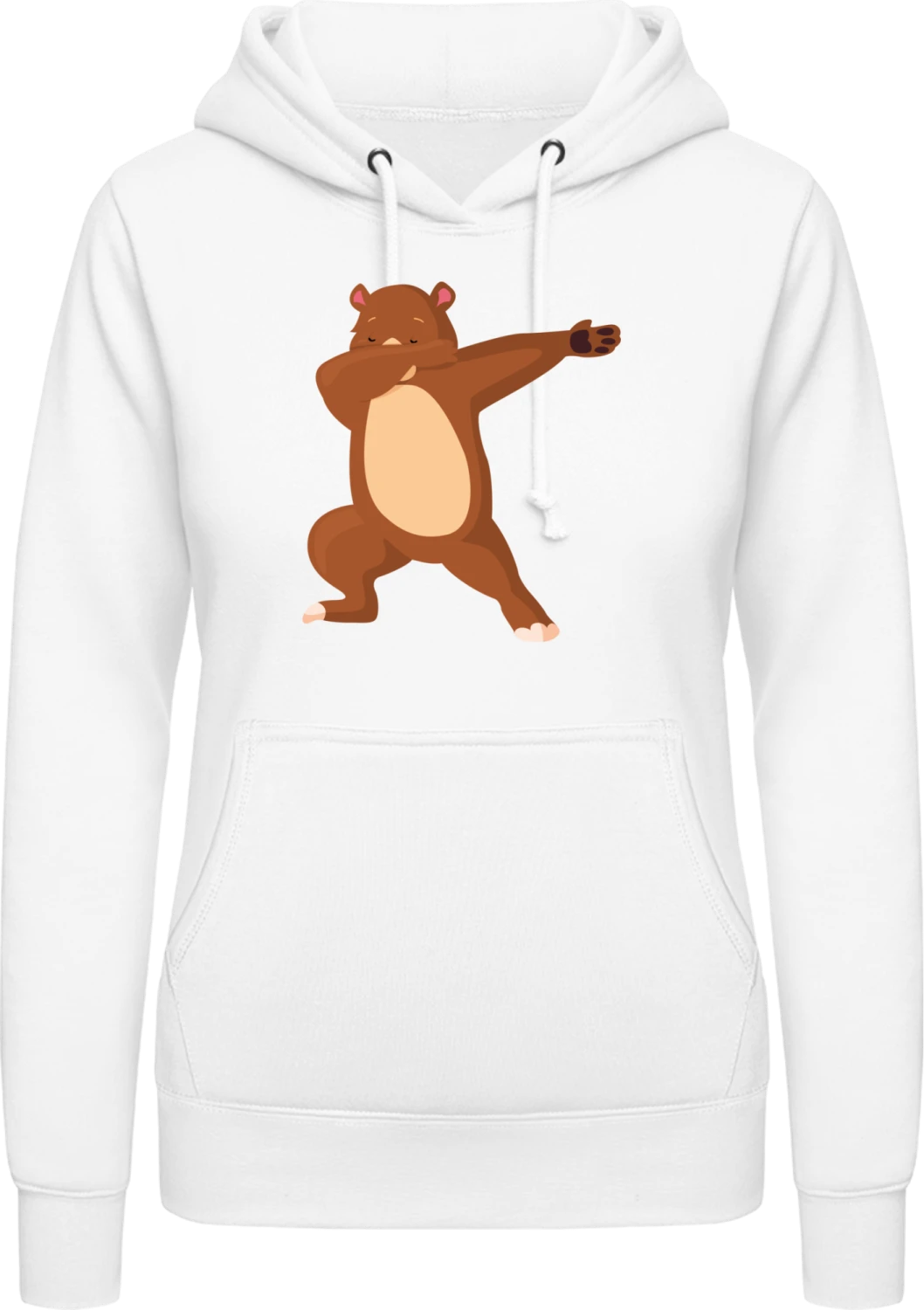 Bear Dabbing - Arctic white AWDis ladies hoodie - Front