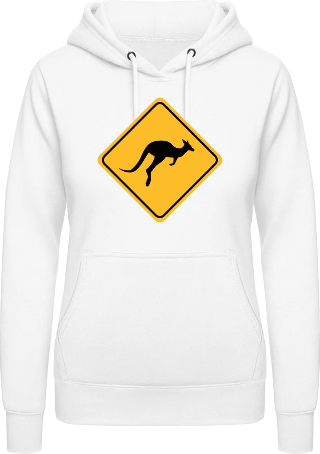 Kangaroo Warning Sign - Arctic white AWDis ladies hoodie - Front