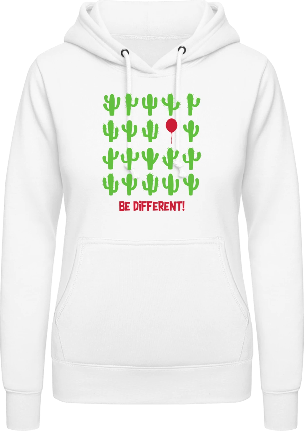 Be Different Red Balloon - Arctic white AWDis ladies hoodie - Front