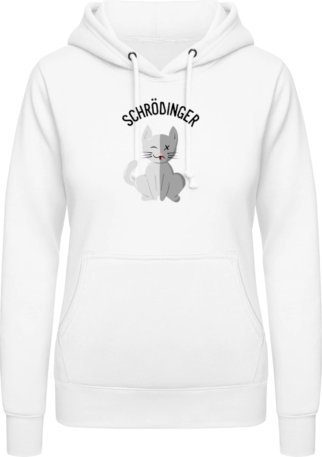 Schrödinger Cat Illustration - Arctic white AWDis ladies hoodie - Front