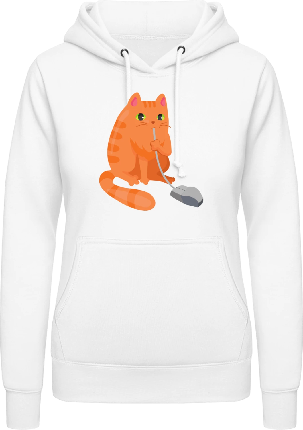 Cat Eats Mouse - Arctic white AWDis ladies hoodie - Front