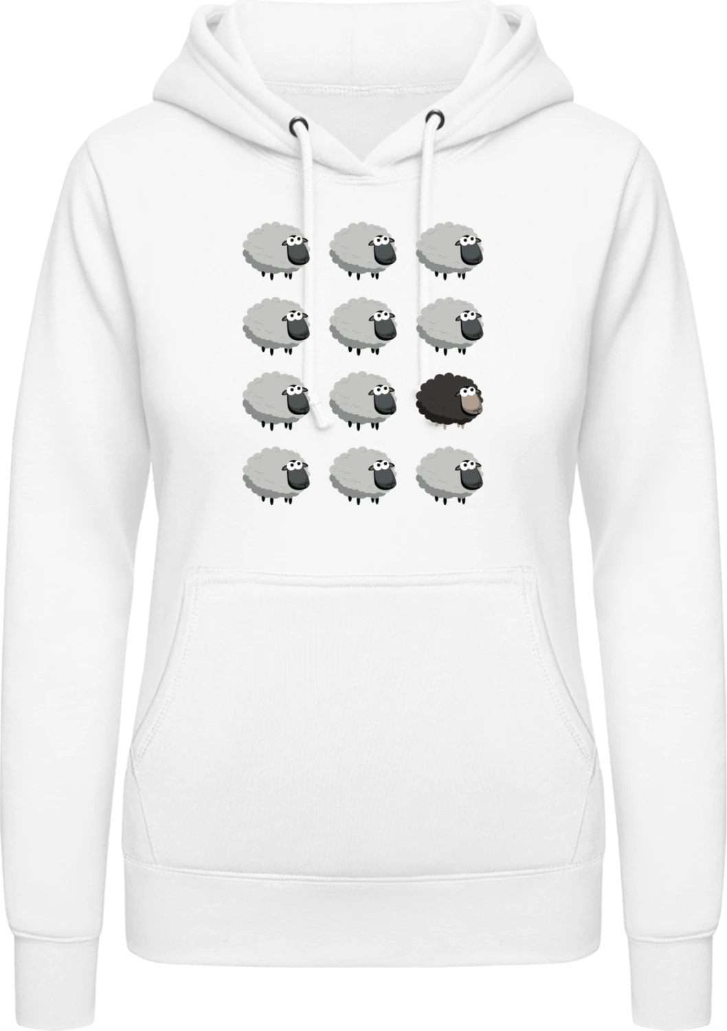 Black Sheep Different - Arctic white AWDis ladies hoodie - Front