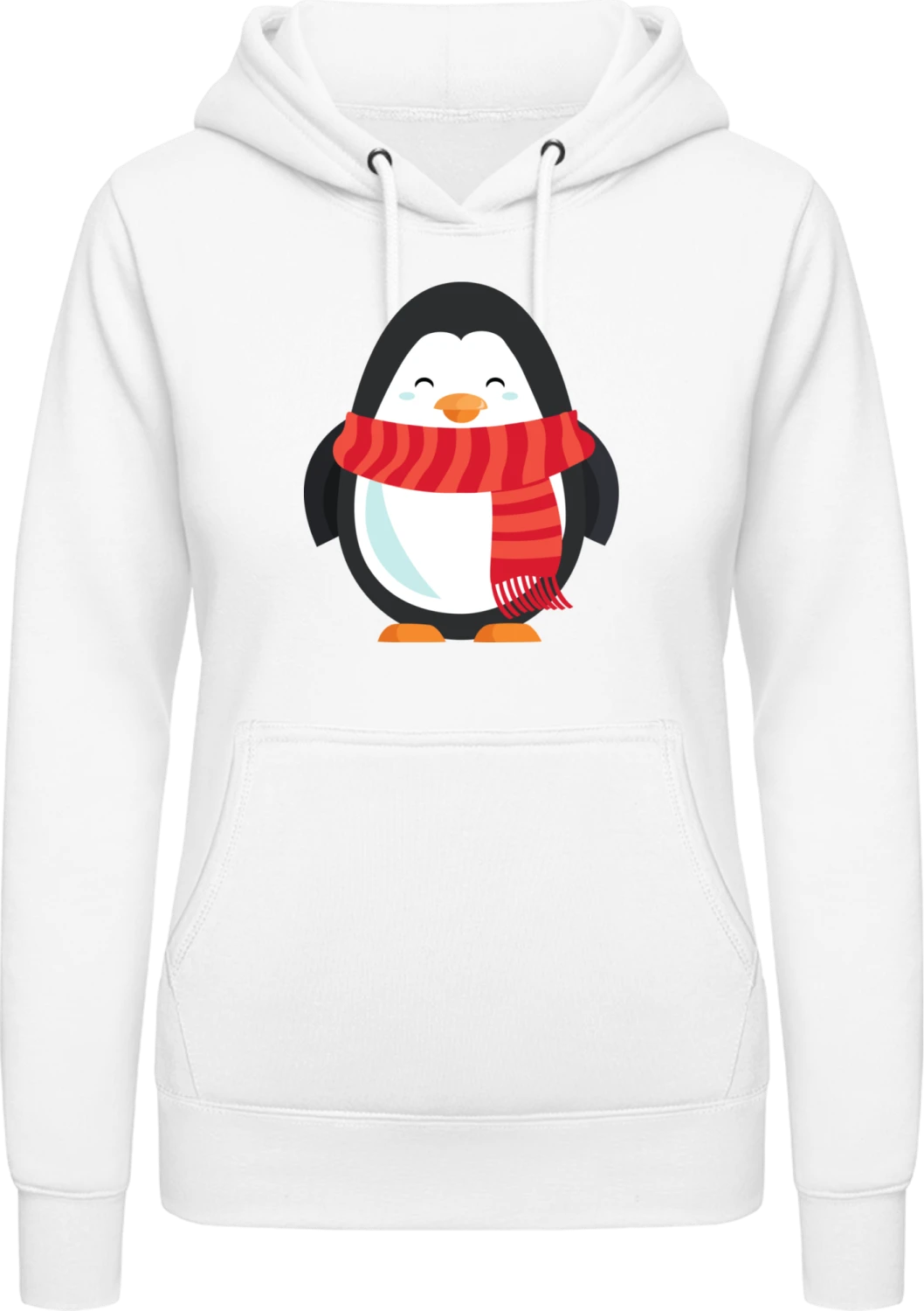 Penguin With Scarf - Arctic white AWDis ladies hoodie - Front