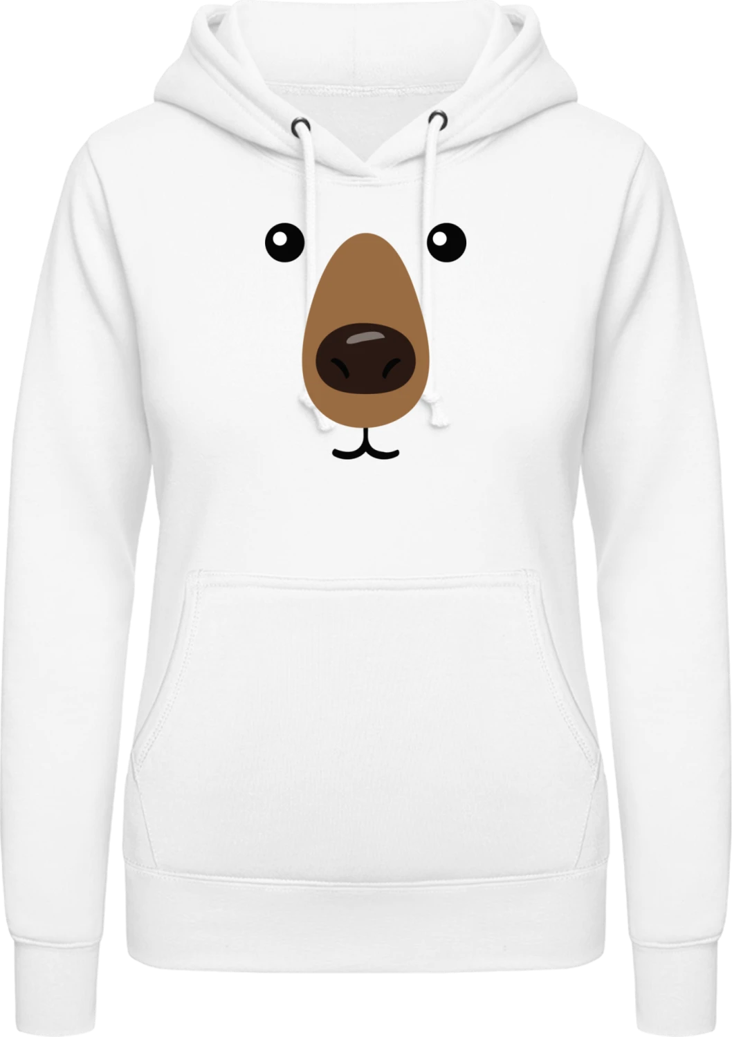 Bear Face Effect - Arctic white AWDis ladies hoodie - Front