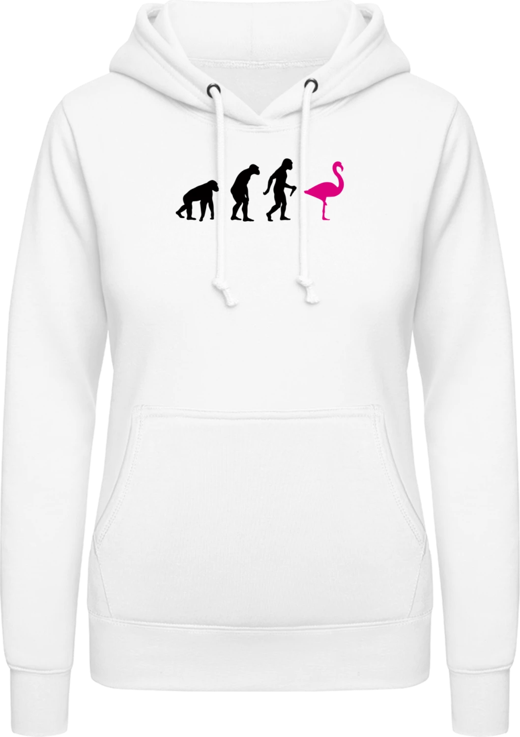 Flamingo Evolution - Arctic white AWDis ladies hoodie - Front