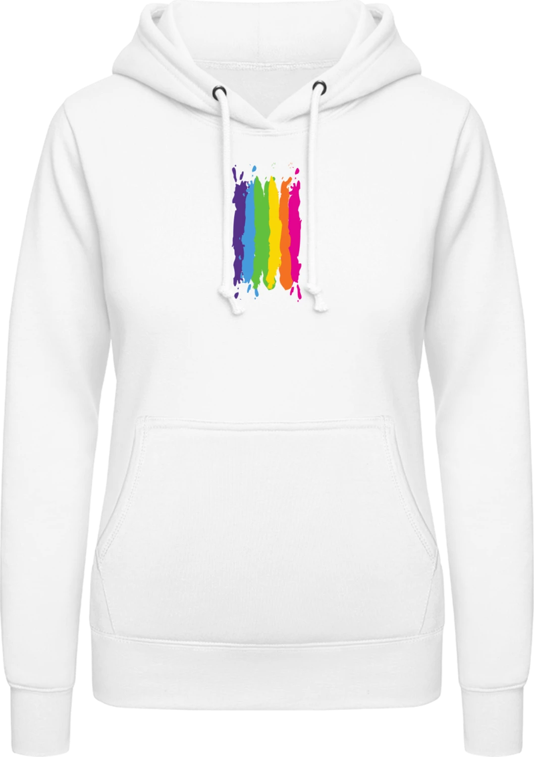 Acrylic Painted Rainbow - Arctic white AWDis ladies hoodie - Front