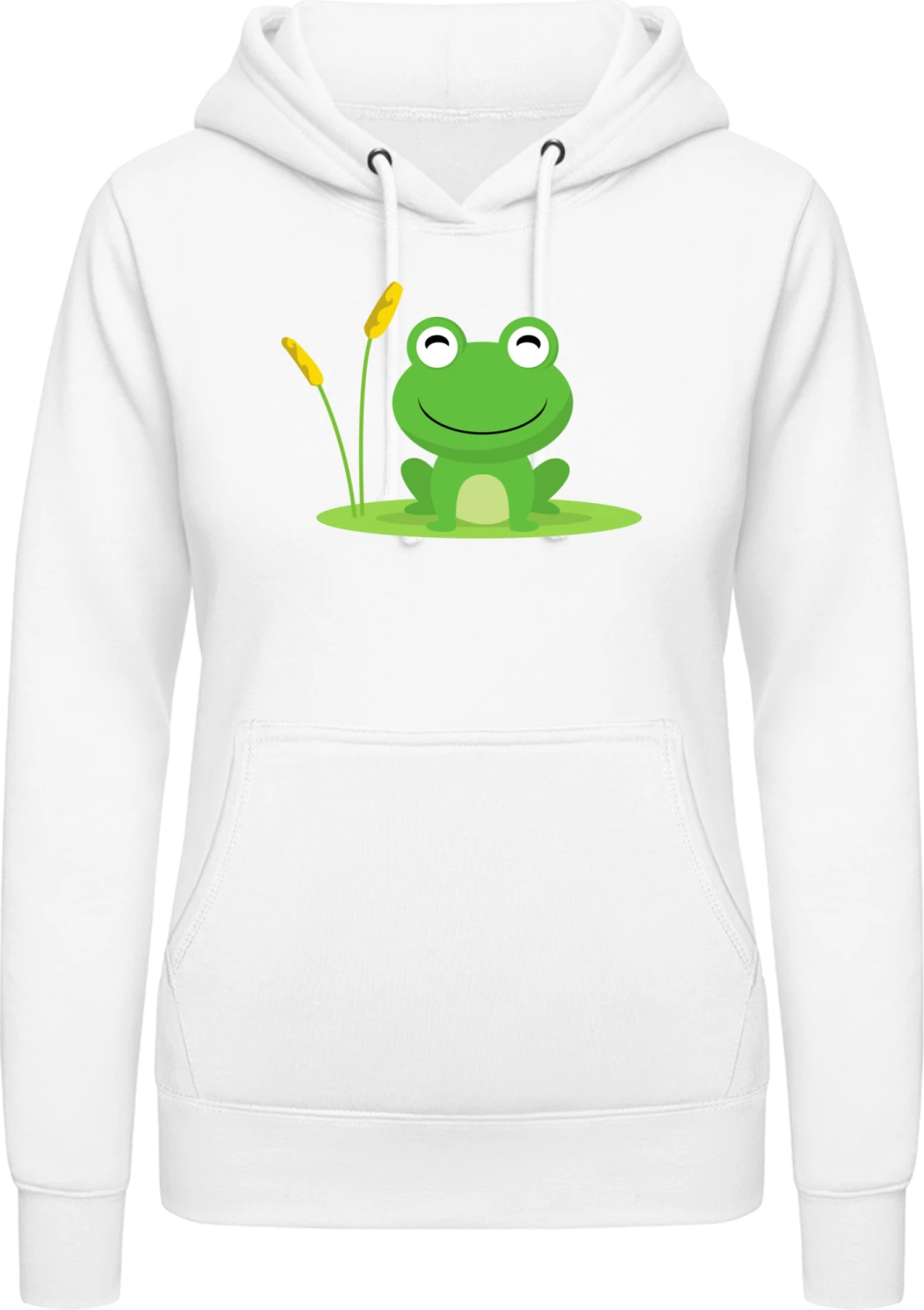 Frog On A Leaf - Arctic white AWDis ladies hoodie - Front