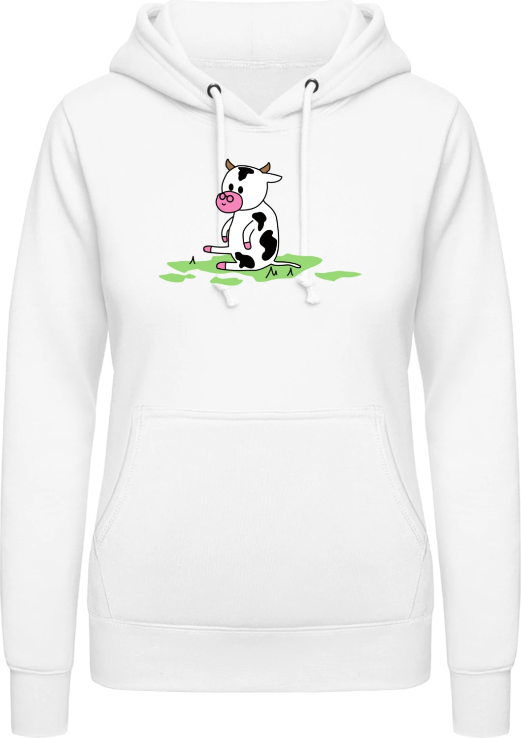 Cute Cow Grass - Arctic white AWDis ladies hoodie - Front