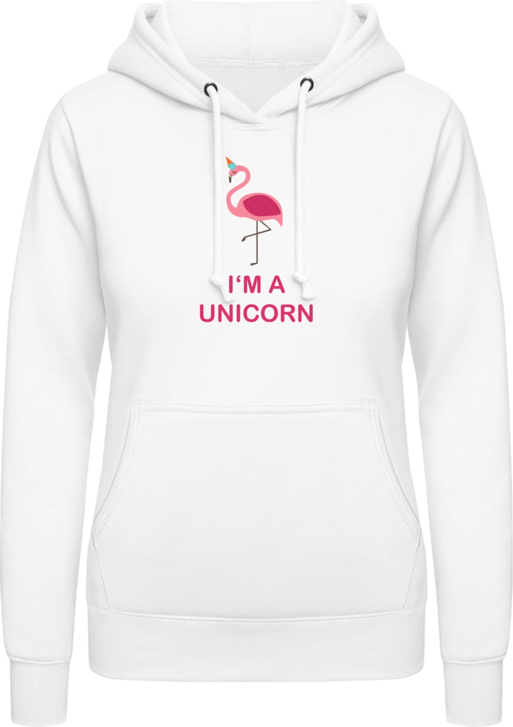 I Am A Unicorn Flamingo - Arctic white AWDis ladies hoodie - Front