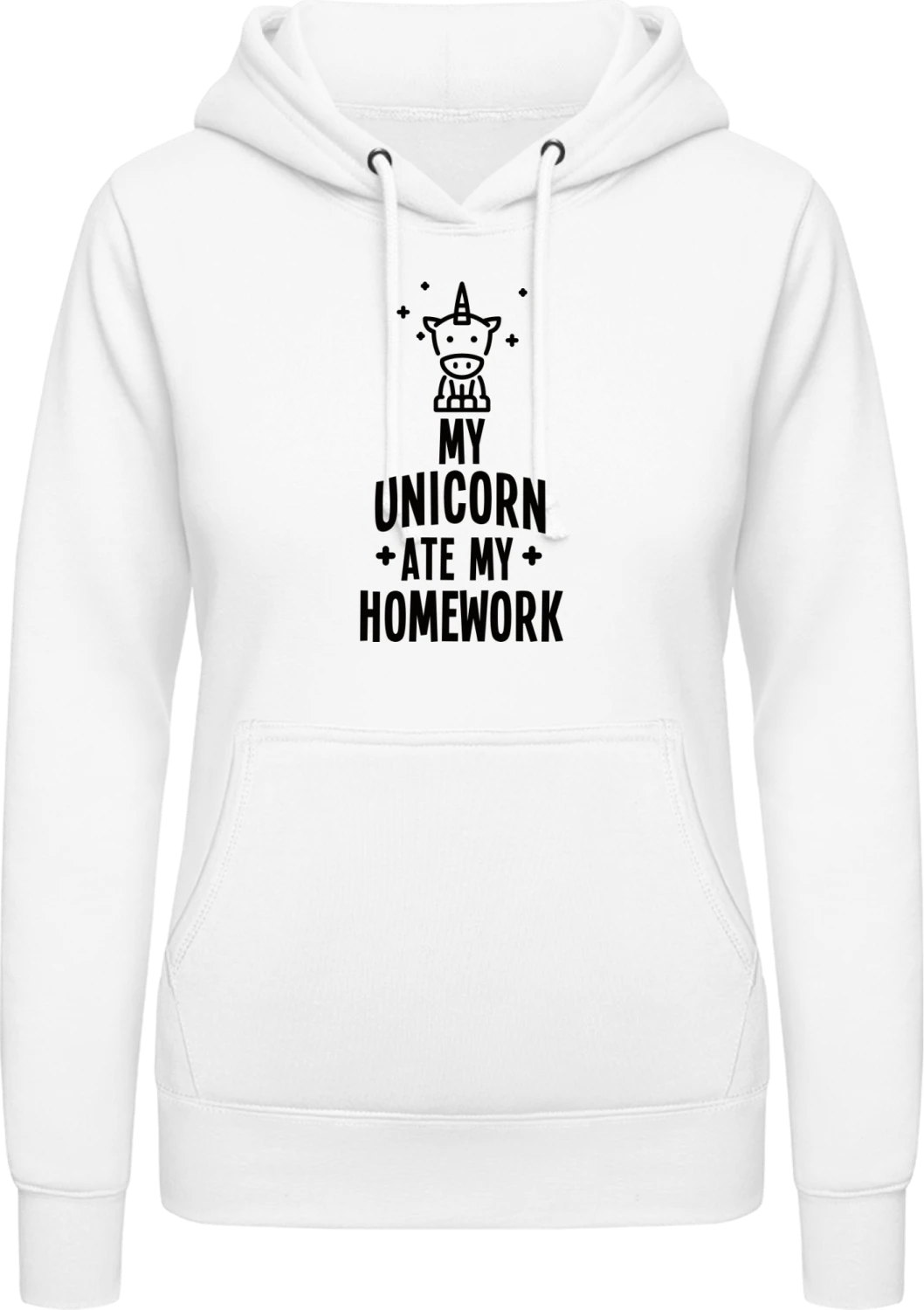 My Unicorn Ate My Homework - Arctic white AWDis ladies hoodie - Front