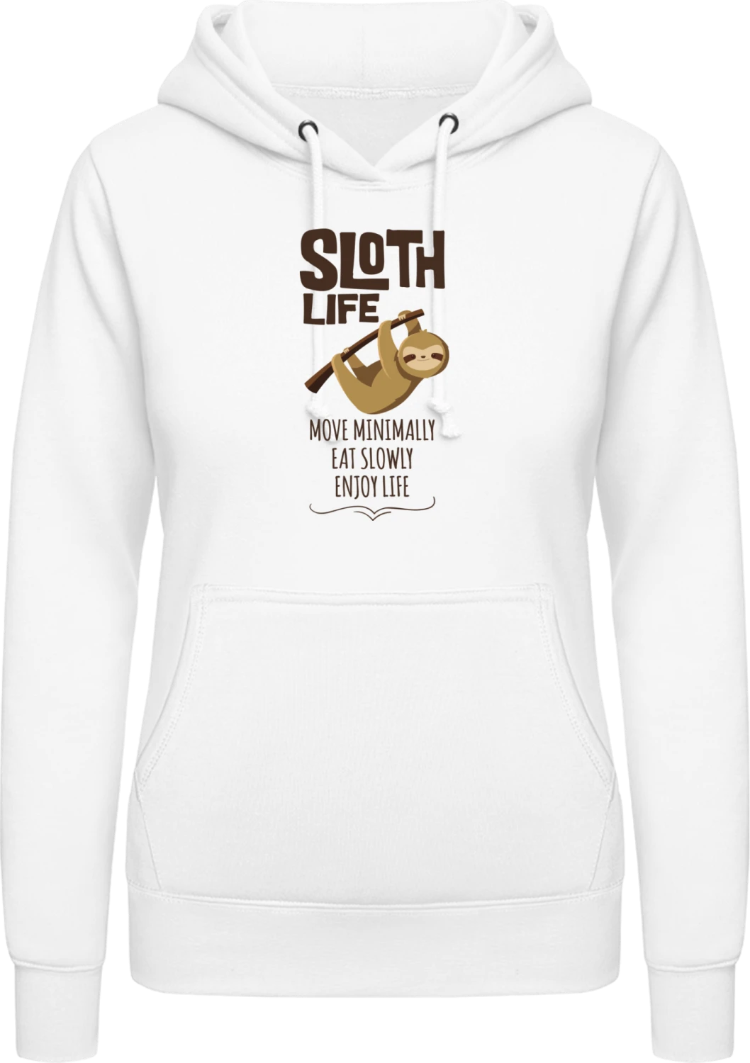 Sloth Life - Arctic white AWDis ladies hoodie - Front