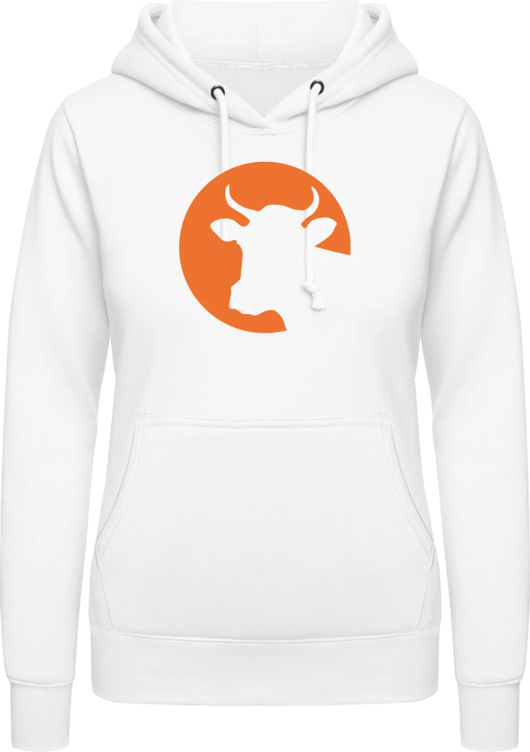 Cow Head in the Moonshine - Arctic white AWDis ladies hoodie - Front