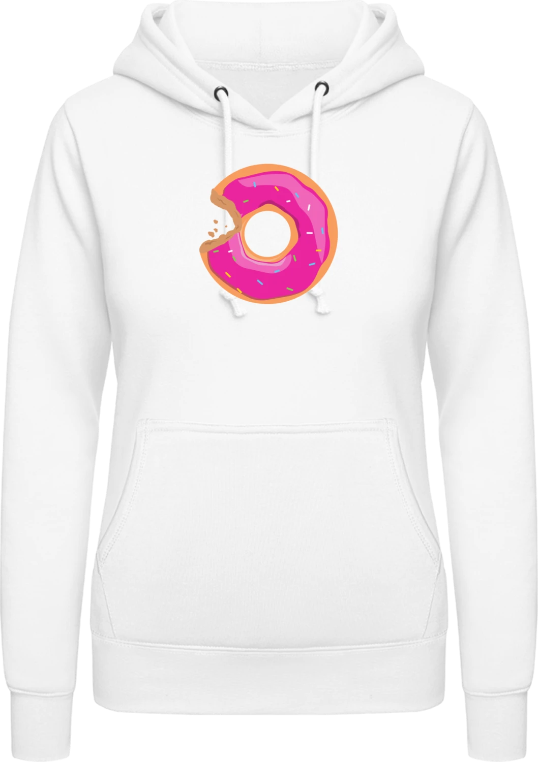 Donut Illustration - Arctic white AWDis ladies hoodie - Front