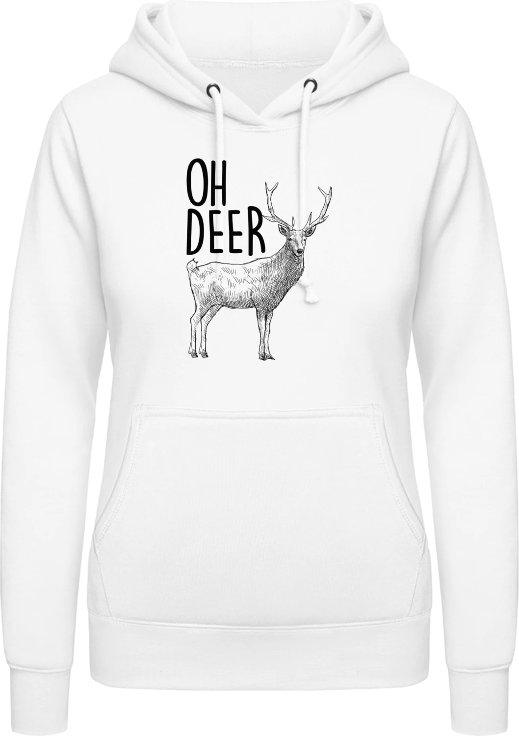 Oh Deer Illu - Arctic white AWDis ladies hoodie - Front