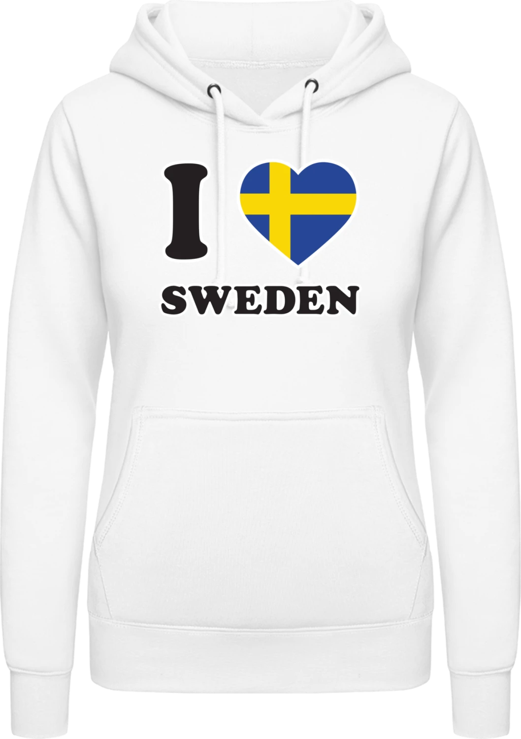 I Love Sweden - Arctic white AWDis ladies hoodie - Front